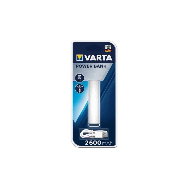 POWERBANK 2600MAH MICRO USB 1A OU USB 1A BLANC VARTA