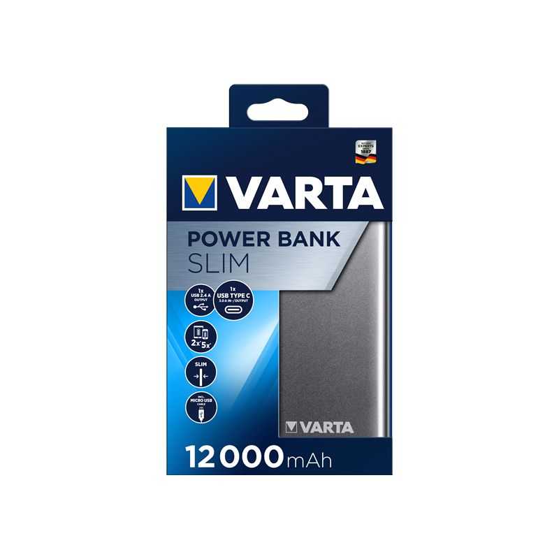 VARTA POWERBANK 12000MAH SLIM CABLE