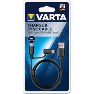 VARTA CABLE USB IN / MICRO USB ET TYPE C OUT