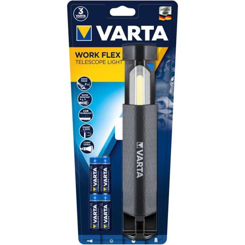 LAMPE DE TRAVAIL VARTA WORKFLEX TELESCOPE LIGHT 3AAA FOURNIES