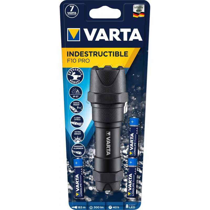 VARTA TORCHE INDESTRUCTIBLE F10 LED + 3AAA FOURNIES