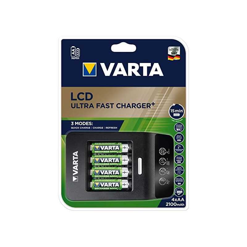 VARTA CHARGEUR LCD 15MIN + 4 ACCUS AA 2100MAH