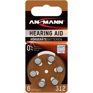 BLISTER 6 PILES AUDITIVES ANSMANN ZINC AIR N°312 PR41
