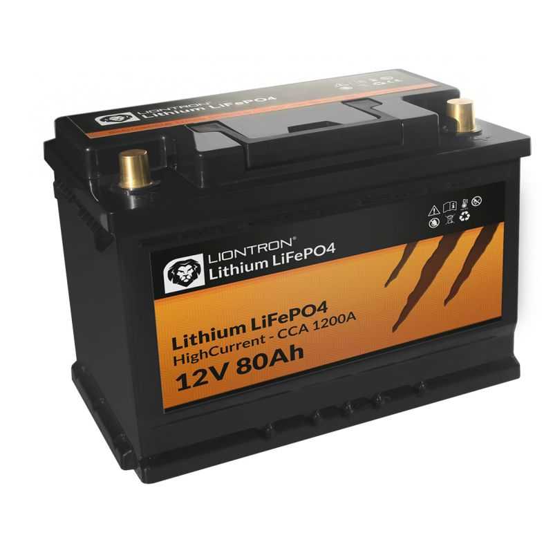 LIONTRON LiFePO4 12,8V 80Ah HighCurrent 1200A CCA w. BMS