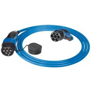 Câble de recharge (Mode 3), 32A avec fiche et prolongateur de charge 3P+N+T 400V avec PP + CP Lg:7,5M, bleu