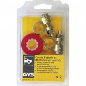2 Cosses batterie simple serrage VL + 2 Rondelles anti-sulfate - Pour câble 10mm-35mm² - Blister