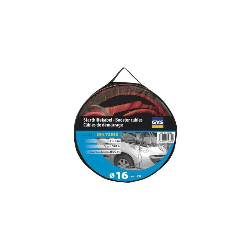 Câbles de démarrage Pro Pinces Isolées 2,5L - DIN72553 - 16 mm² - 320A - 2 x 3m